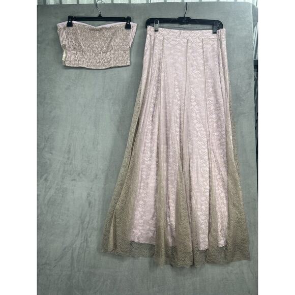 Free People Shape of You Skirt Set Size Medium Lace Top Hips Lo Skirt - Picture 7 of 15